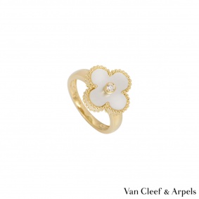 Van Cleef & Arpels?Yellow Gold Diamond Alhambra Ring VCARA41100